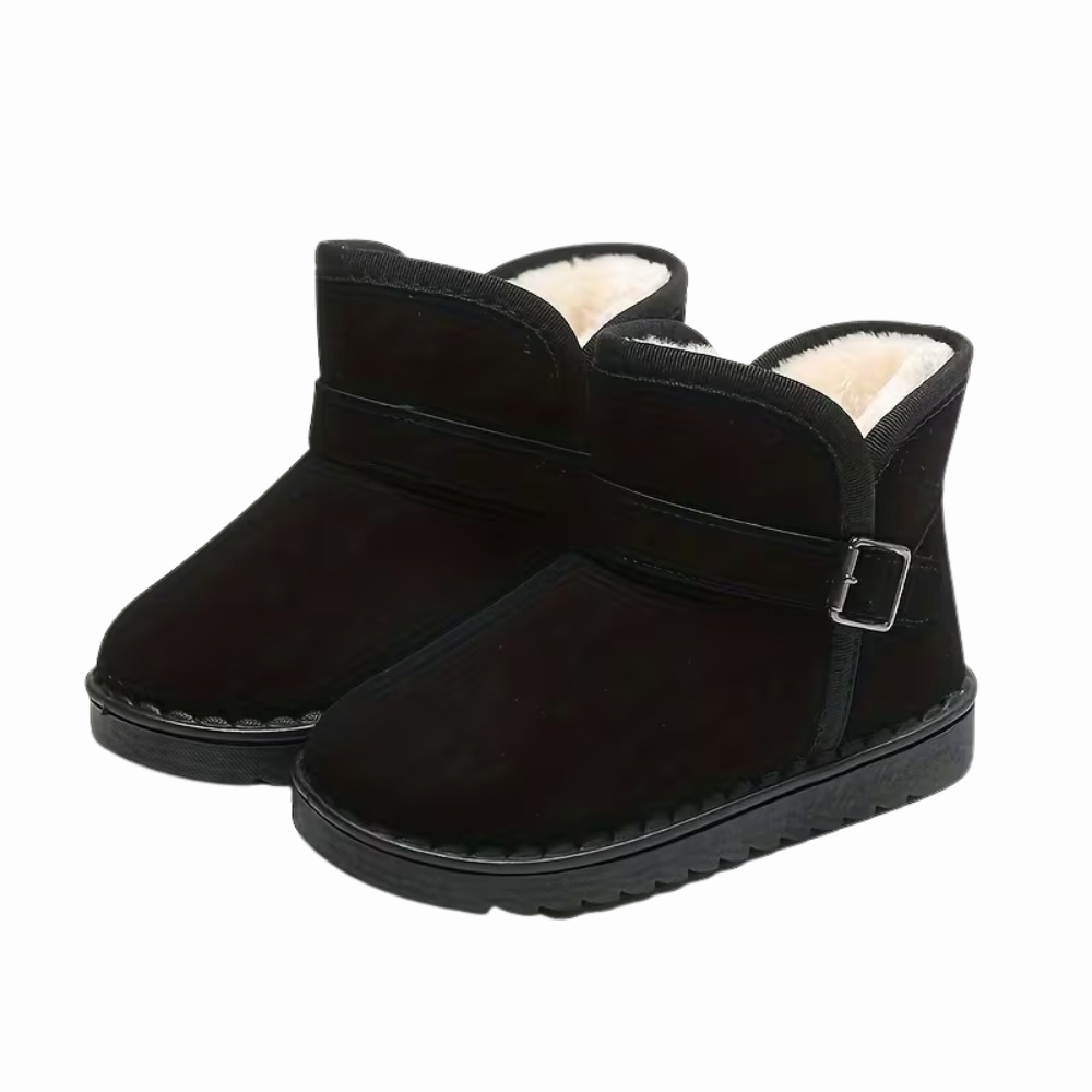 Solid Fabric Winter Boots With Soft Inner Lining For Girls