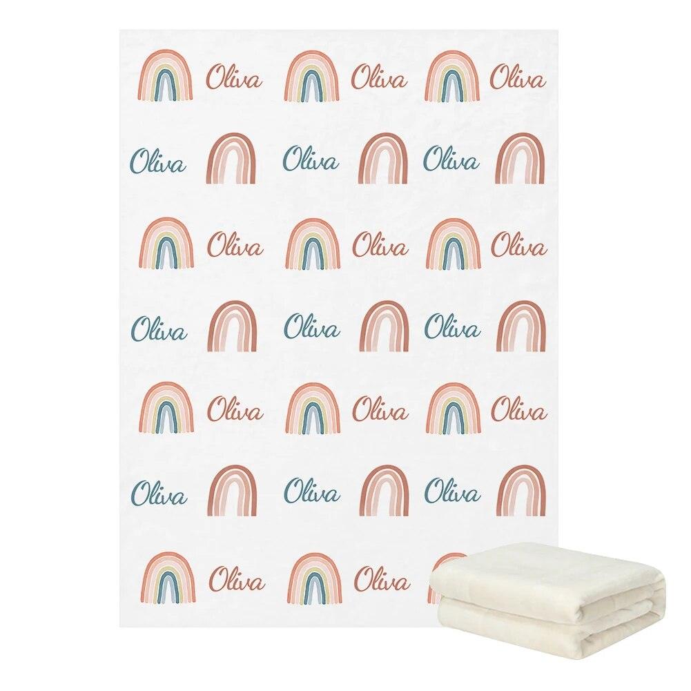 Personalized Name Boho Rainbow Blanket-Children Pajamas