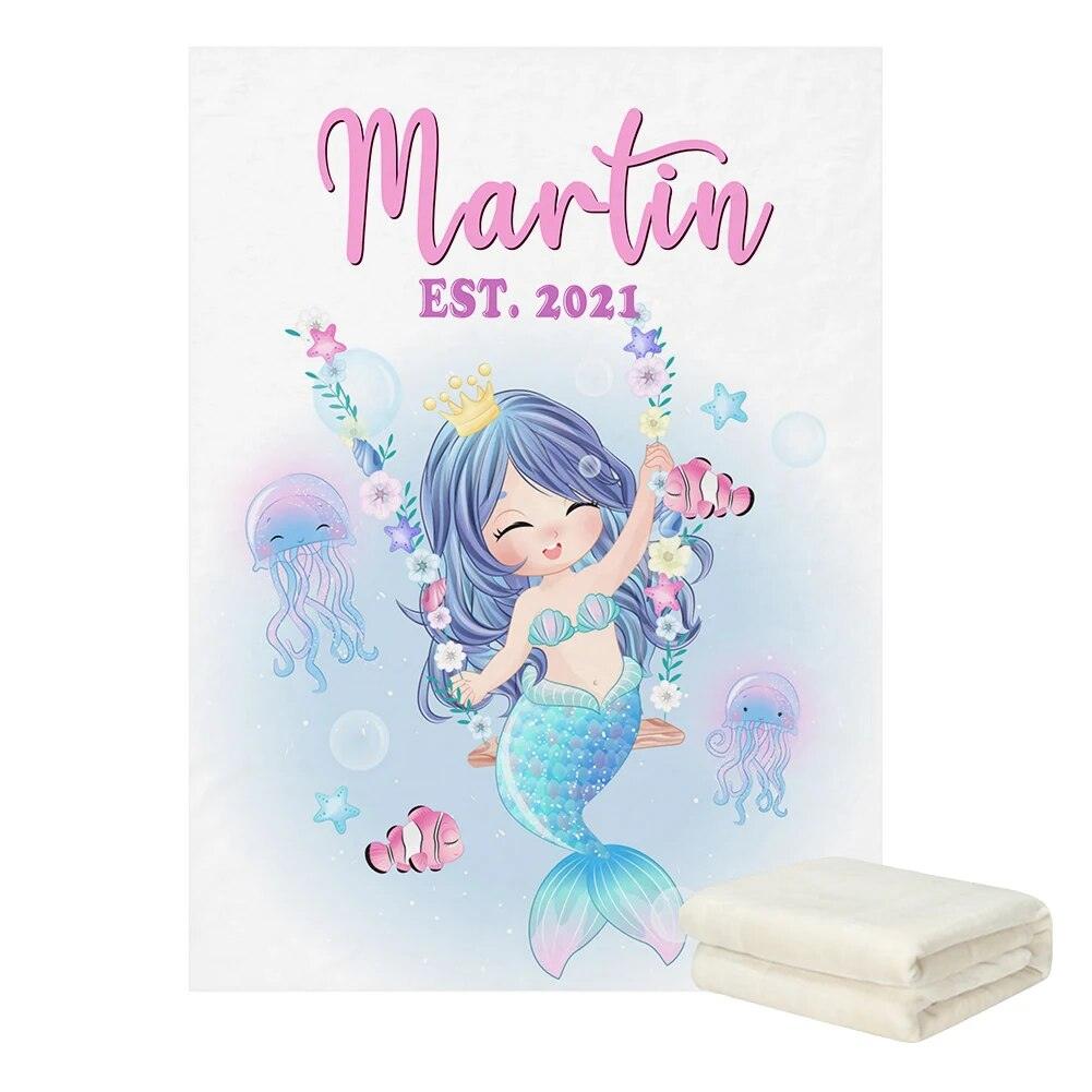 Personalized Name Mermaid Blanket-Children Pajamas