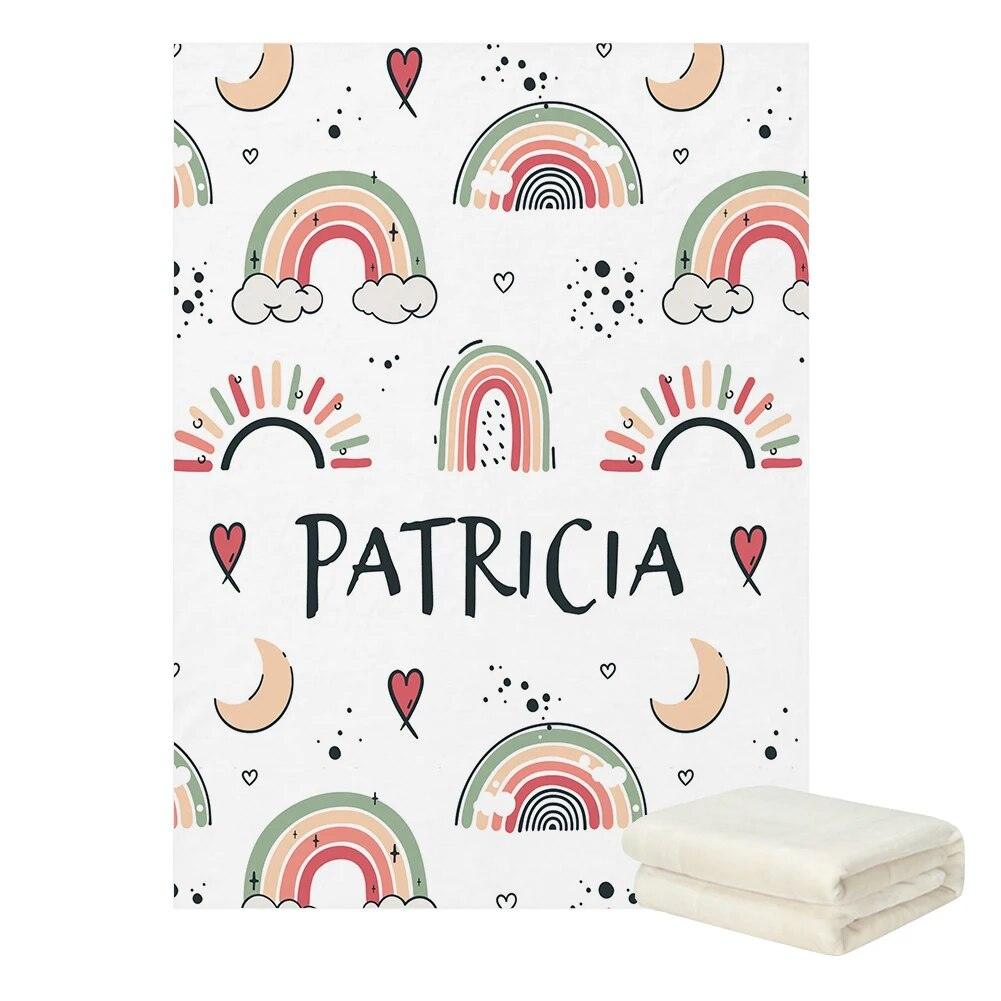 Custom Name Rainbow Blanket for Kids Room Decor-Children Pajamas