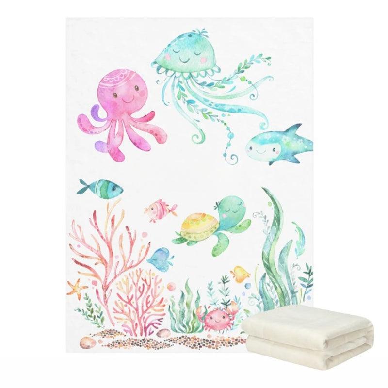 Underwater Baby Blanket – Personalized Sea Life Fleece for Kids-Children Pajamas
