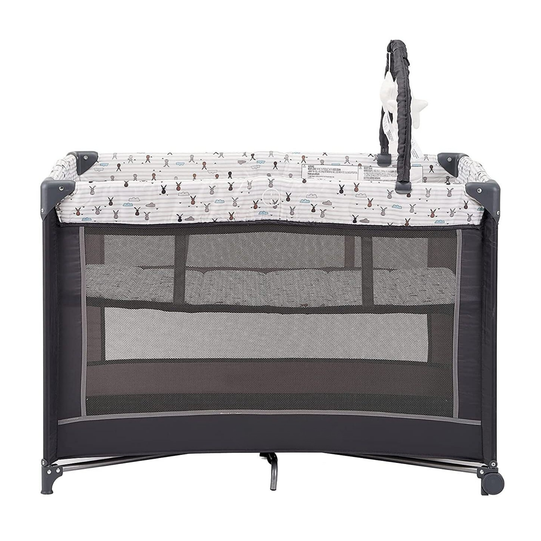 Portable Baby Playard With Bassinet Mattress And Toy Bar