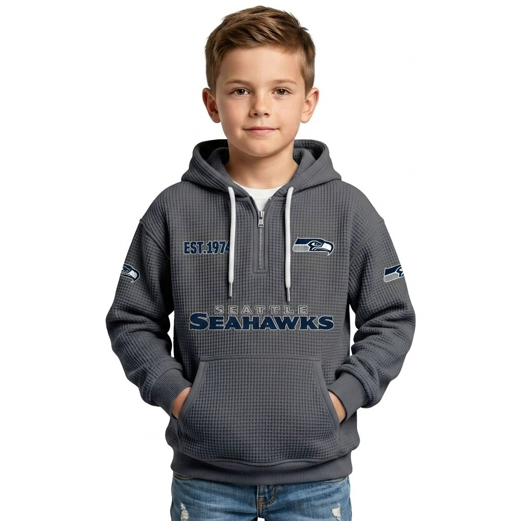 Seattle Seahawks Quarter Zip Hoodie For Kids