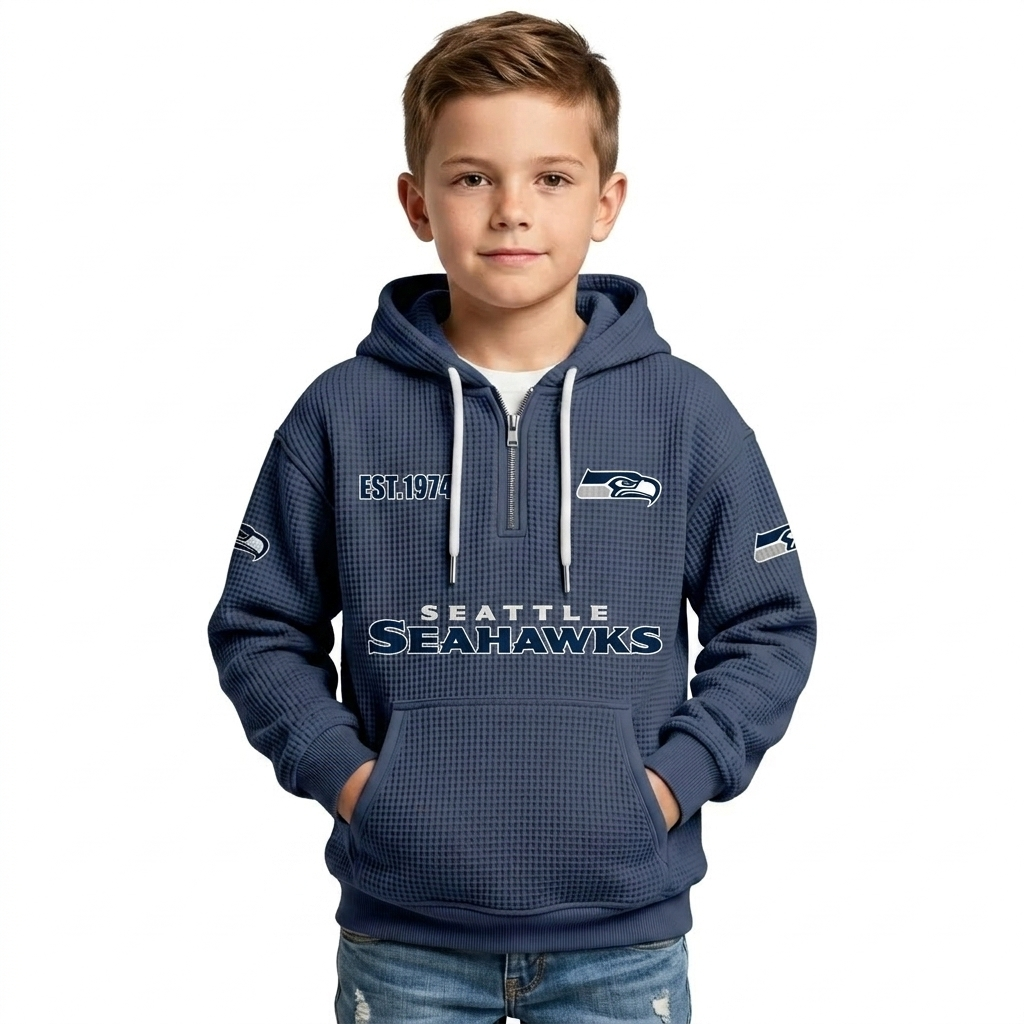 Seattle Seahawks Quarter Zip Hoodie For Kids