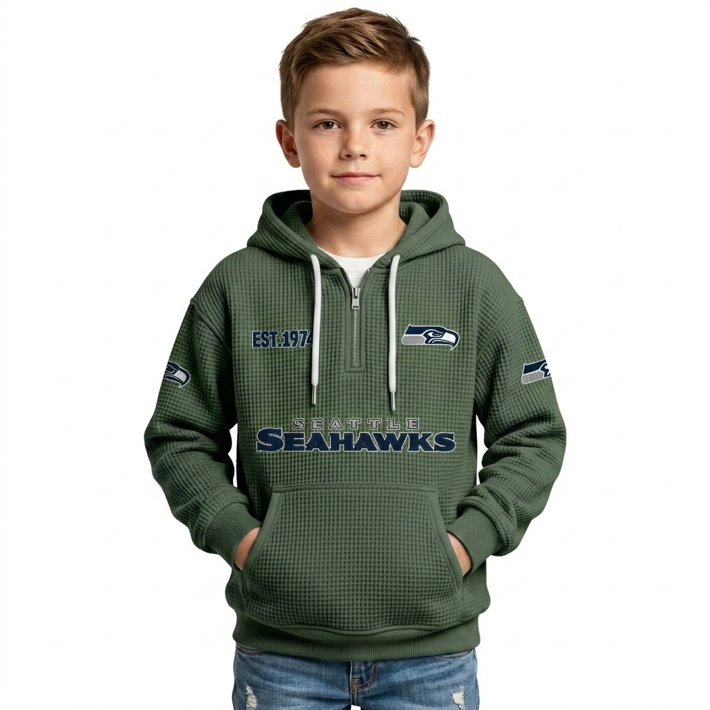 Seattle Seahawks Quarter Zip Hoodie For Kids