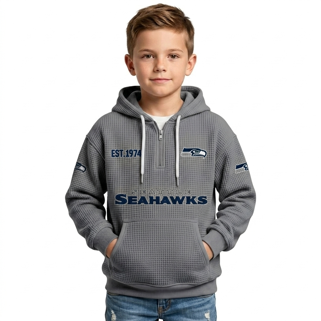 Seattle Seahawks Quarter Zip Hoodie For Kids