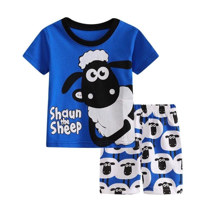 Sheep Cartoon Print Shorts Set – Perfect Summer Pajamas - Children Pajamas