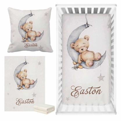 Custom Name Sleeping Bear Custom Bedding-Children Pajamas