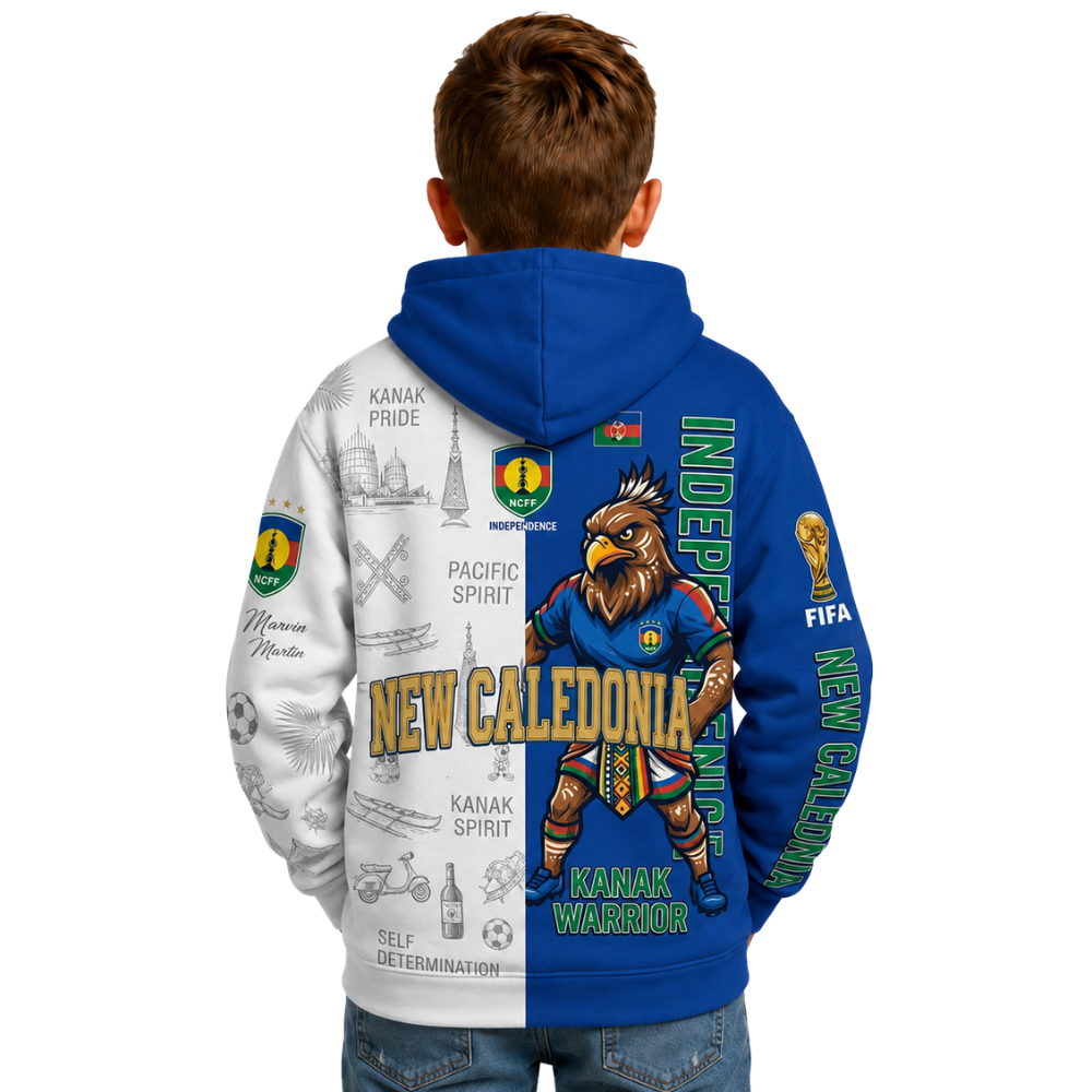 FIFA 2026 Caledonia Football Themed All Over Printed Hoodie For Kids