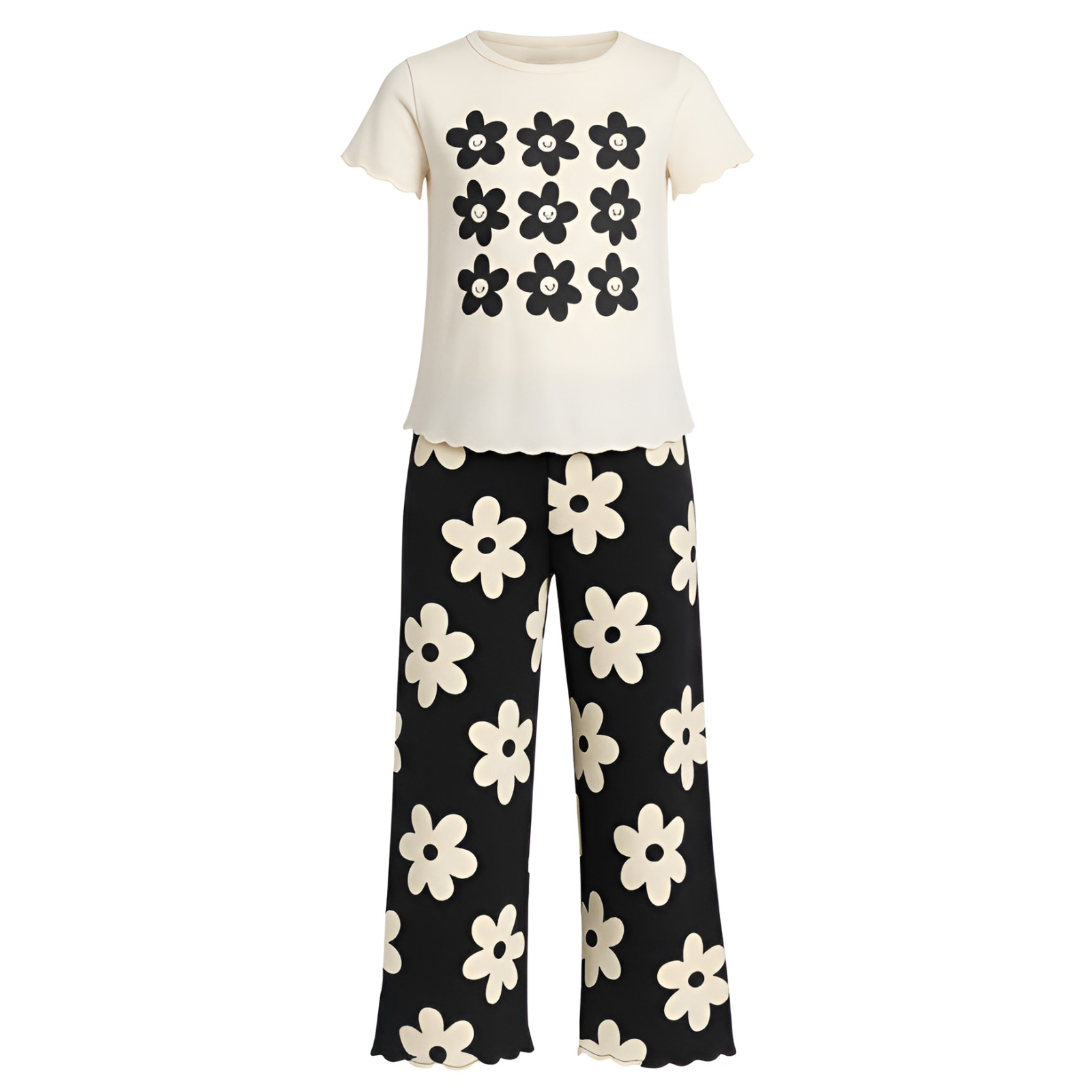2 Piece Short Sleeve Printed Pajama Set