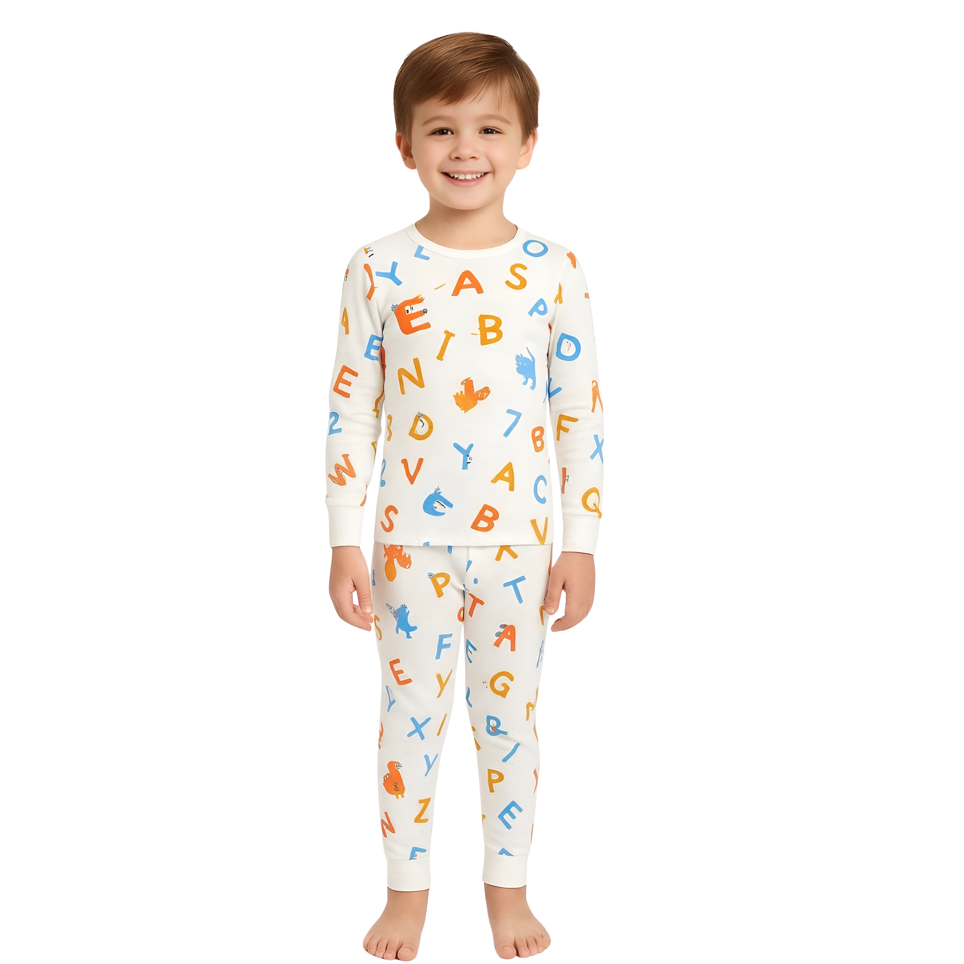 4 Piece Snug Fit Printed Pajamas Set