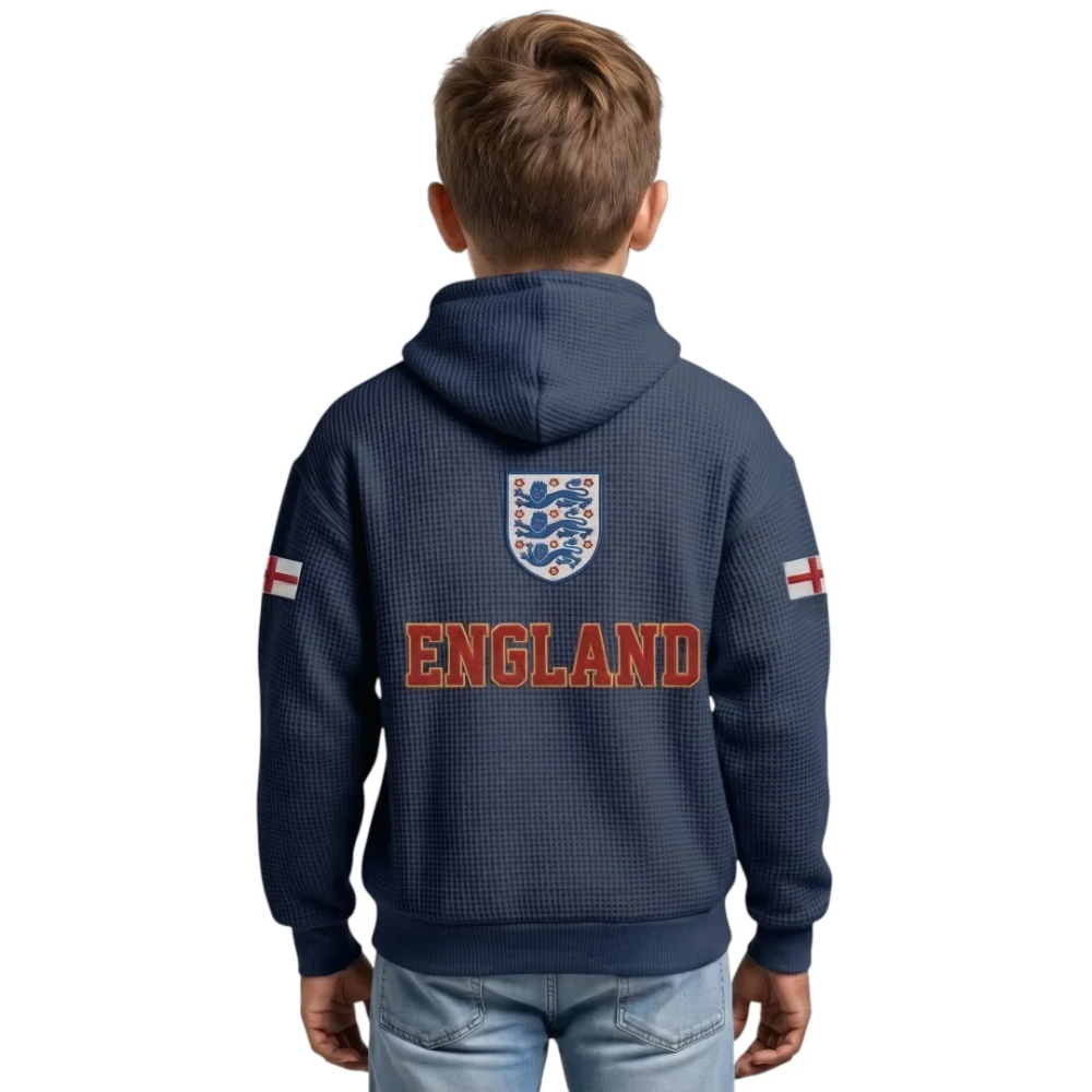 England Printed Waffle Quarter Zip Football Fan Hoodie For Kids