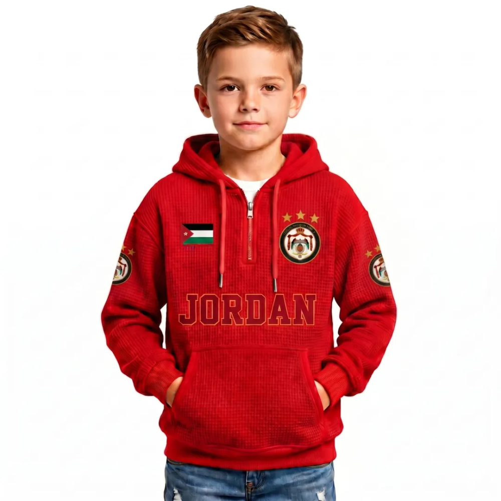 Jordan Printed Waffle Quarter Zip Football Fan Hoodie For Kids