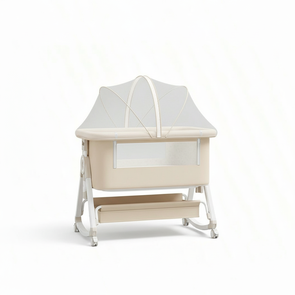 4 In 1 Baby Bassinet Bedside Sleeper With Functional Adjustable Height Crib