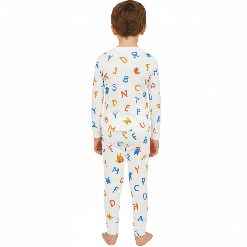 4 Piece Snug Fit Printed Pajamas Set