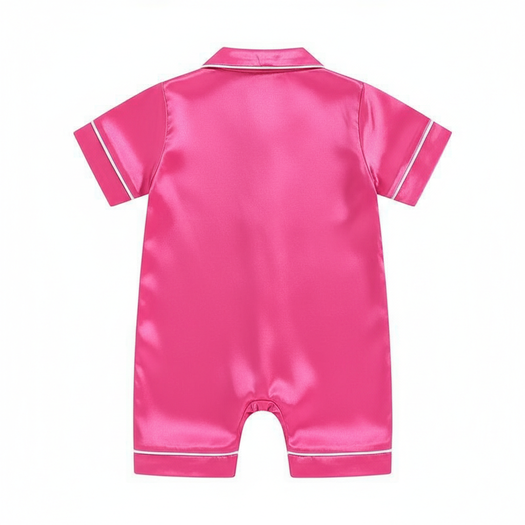 Baby Satin Button Up Pajama Romper