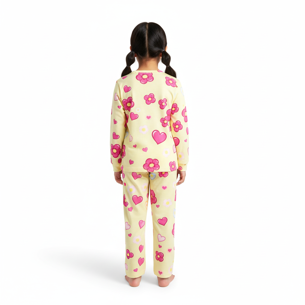 Cartoon Print Long Sleeve Top With Pants Set