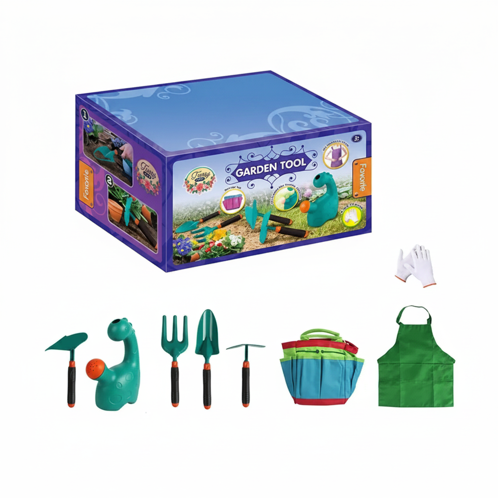 Outdoor Kids Gardening Set Wheelbarrow Planting Digging Tools