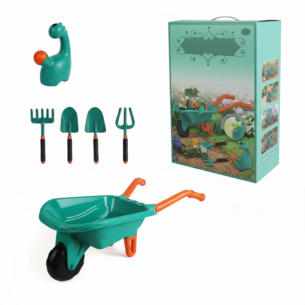 Outdoor Kids Gardening Set Wheelbarrow Planting Digging Tools