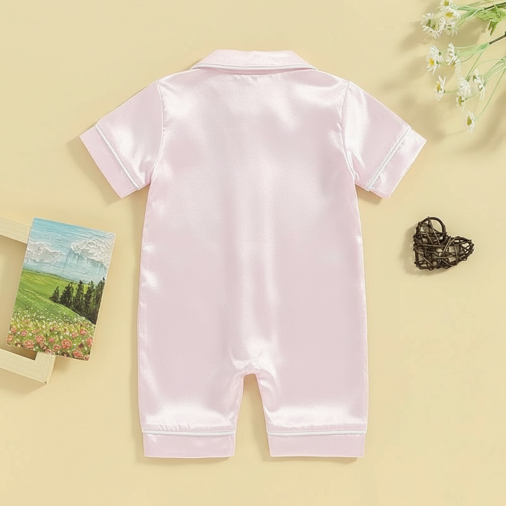 Baby Satin Button Up Pajama Romper