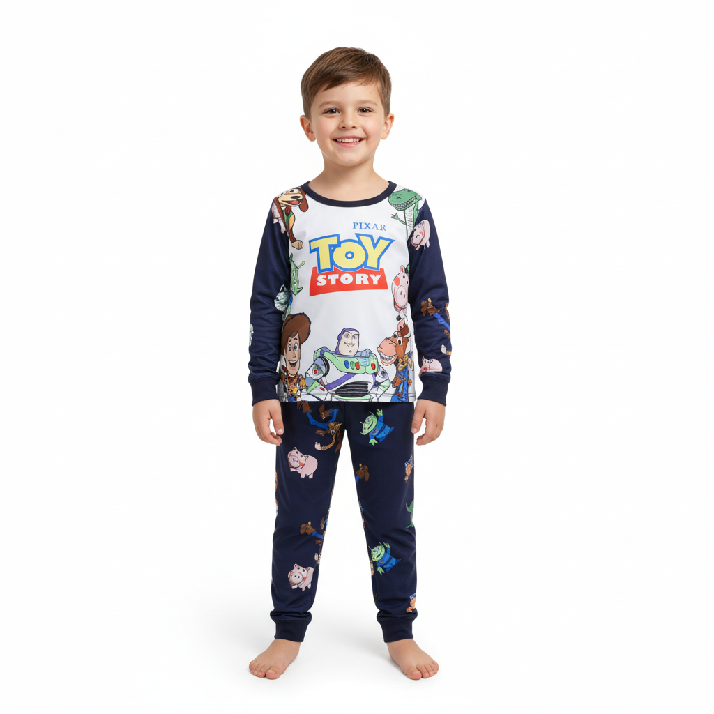 Toy Story Flame-Retardant Fabric Fashion Pajama Set with Long Sleeves and Pants