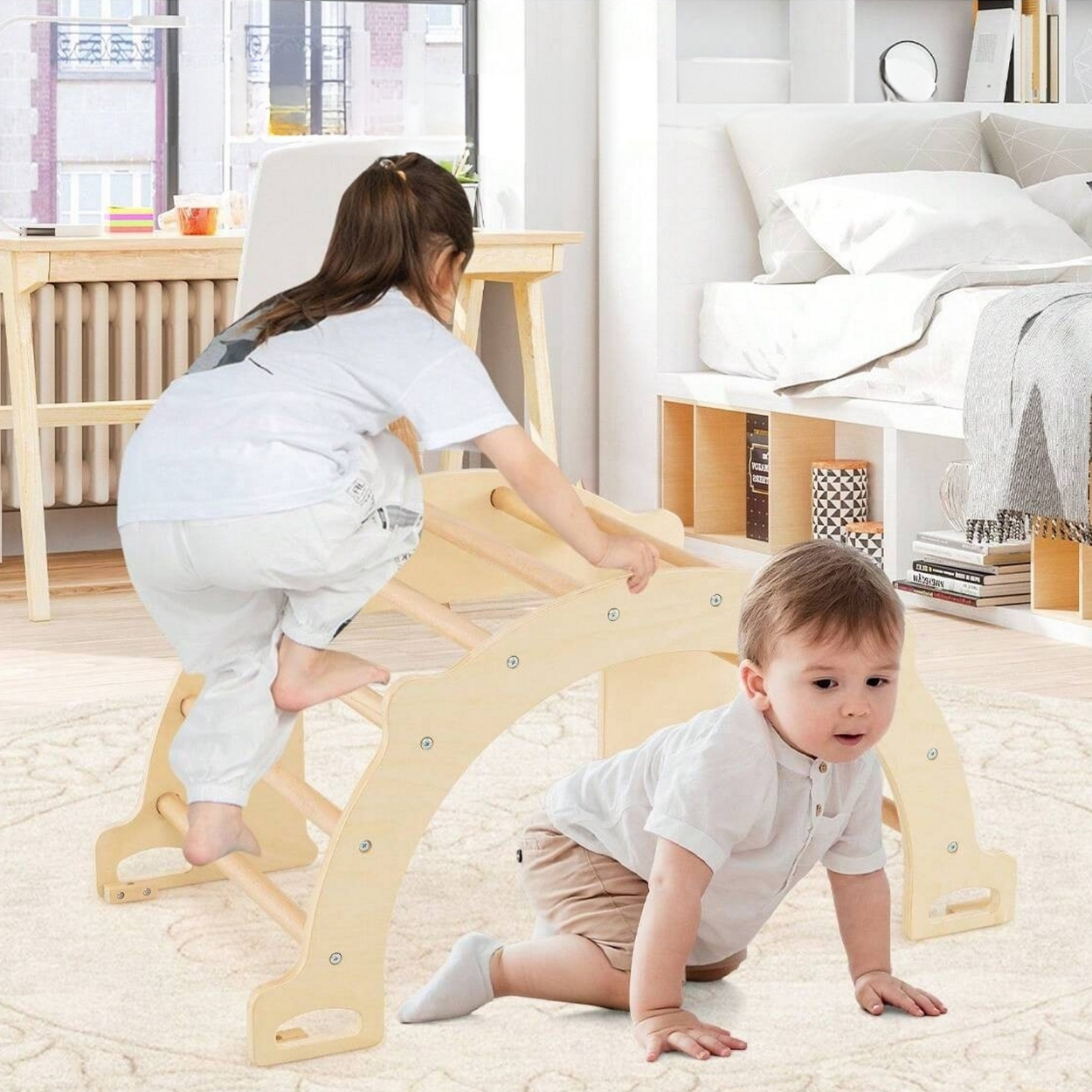 Wooden Climbing Arch Sensory Table Climber Toy