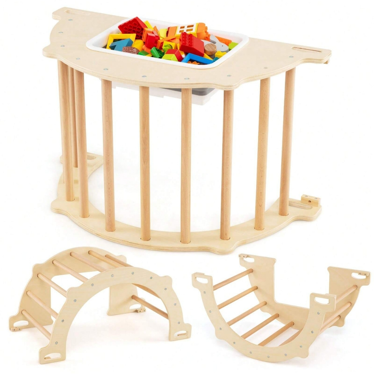 Wooden Climbing Arch Sensory Table Climber Toy