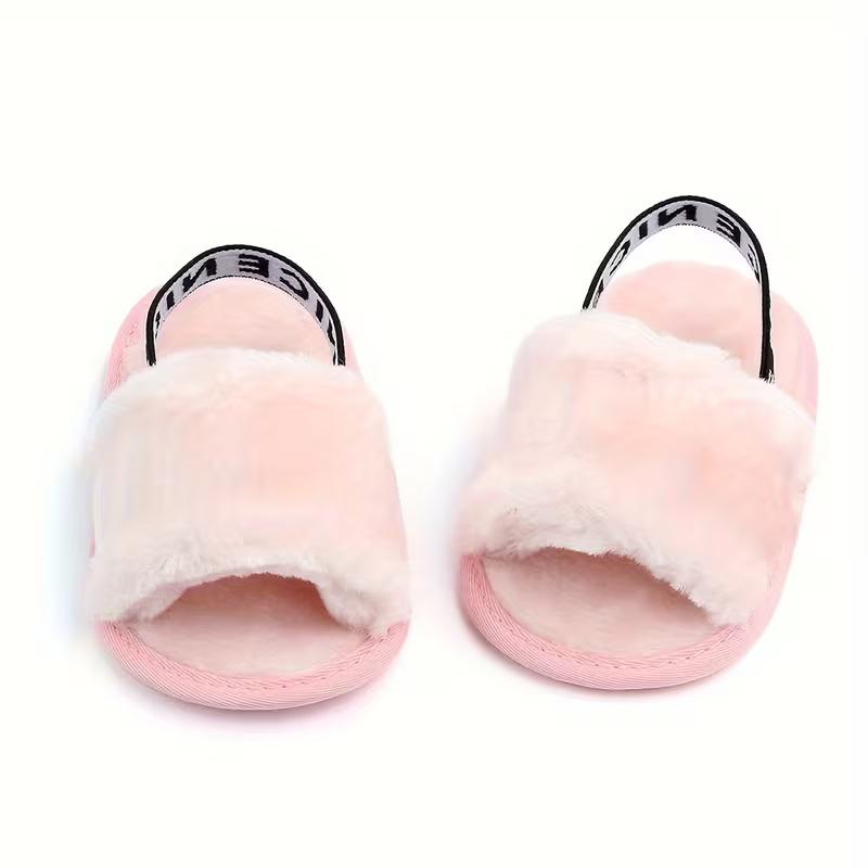 Slip On Furry Sandals For Girls