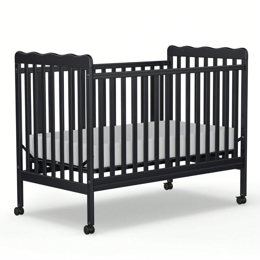 3 In 1 Convertible Baby Crib With Locking Wheels For Newborn