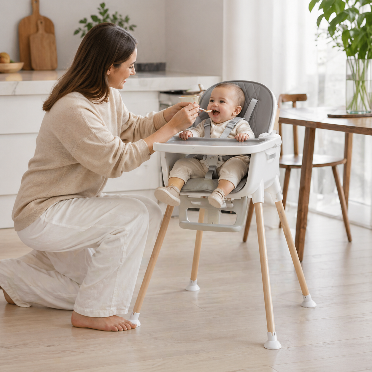 7-In-1 Foldable High Chair With Adjustable Height And Tray