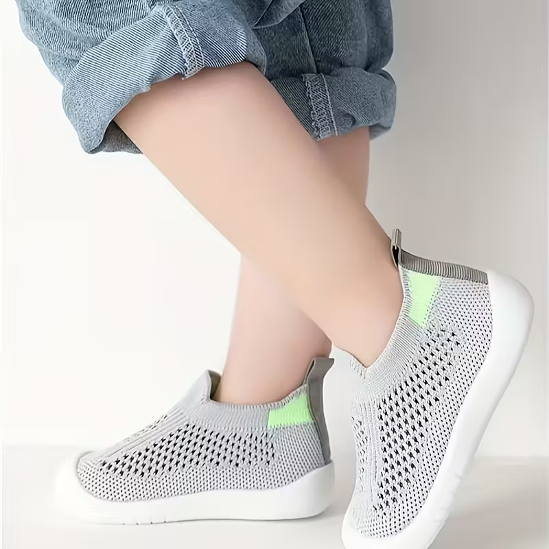Kids Checkered Mesh Slip On Sneakers