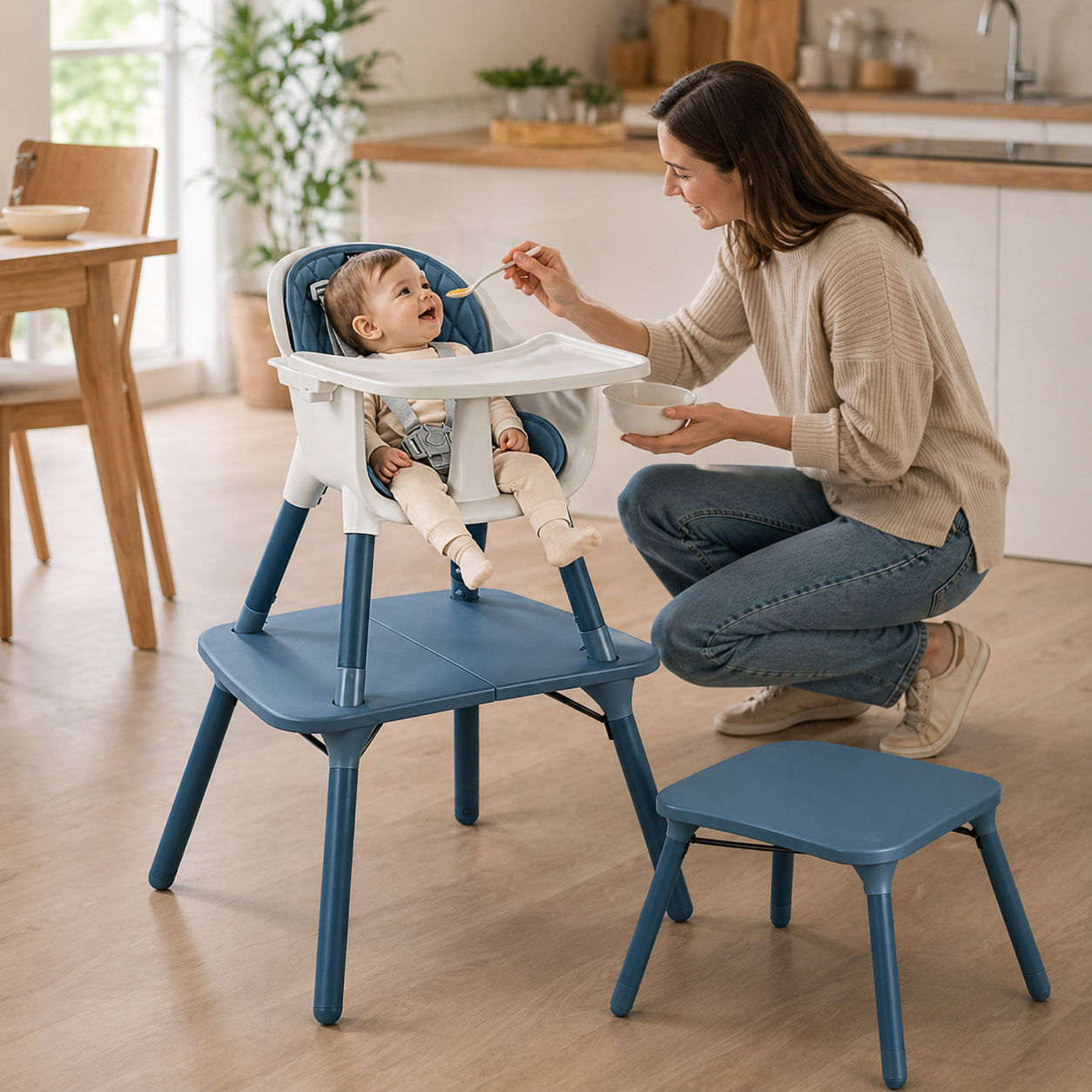 4 In 1 Convertible High Chair Set Pu For Kids