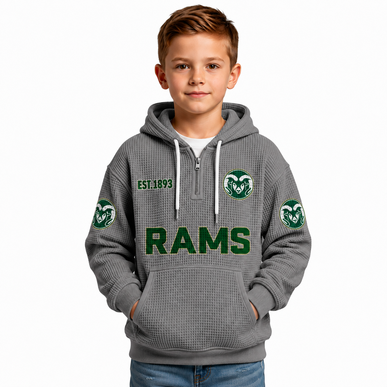 Los Angeles Rams Football Quarter Zip Hoodie For Kids