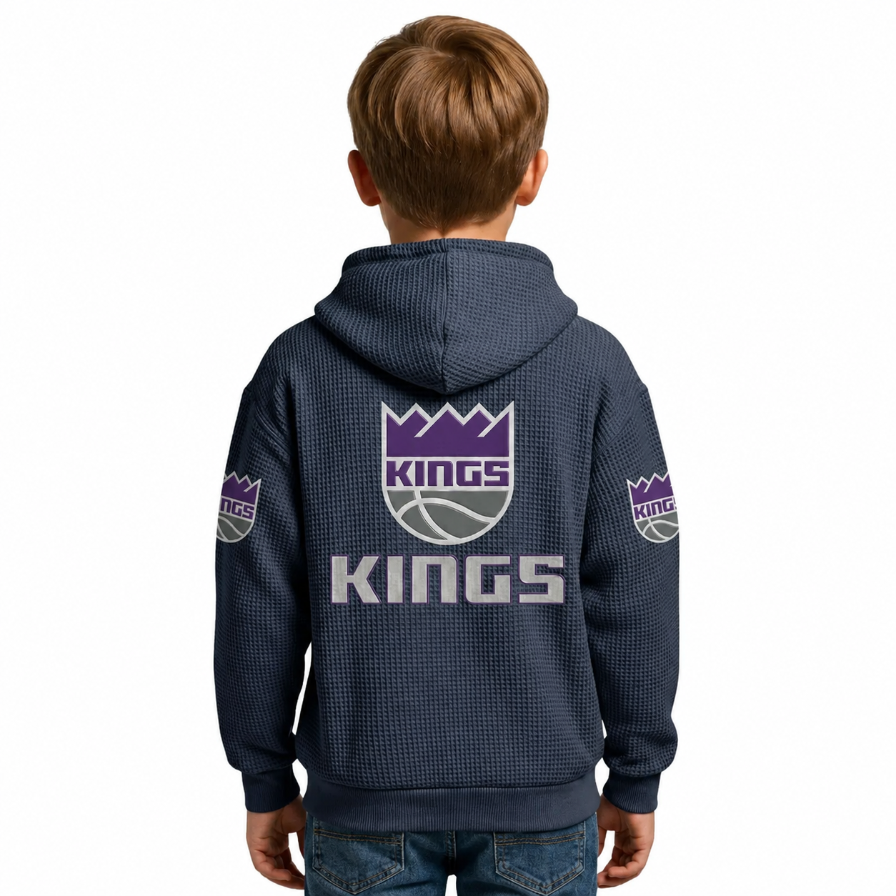 Sacramento Kings EST 1948 Printed Waffle Quarter Zip Basketball Fan Hoodie For Kids