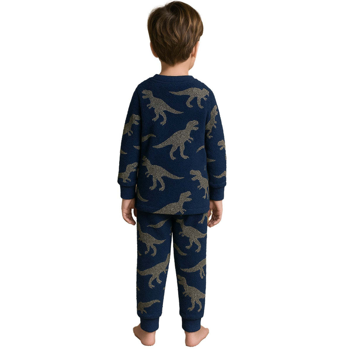 4 Piece Striped And Dinosaur Print Pajamas Sleepwear Set