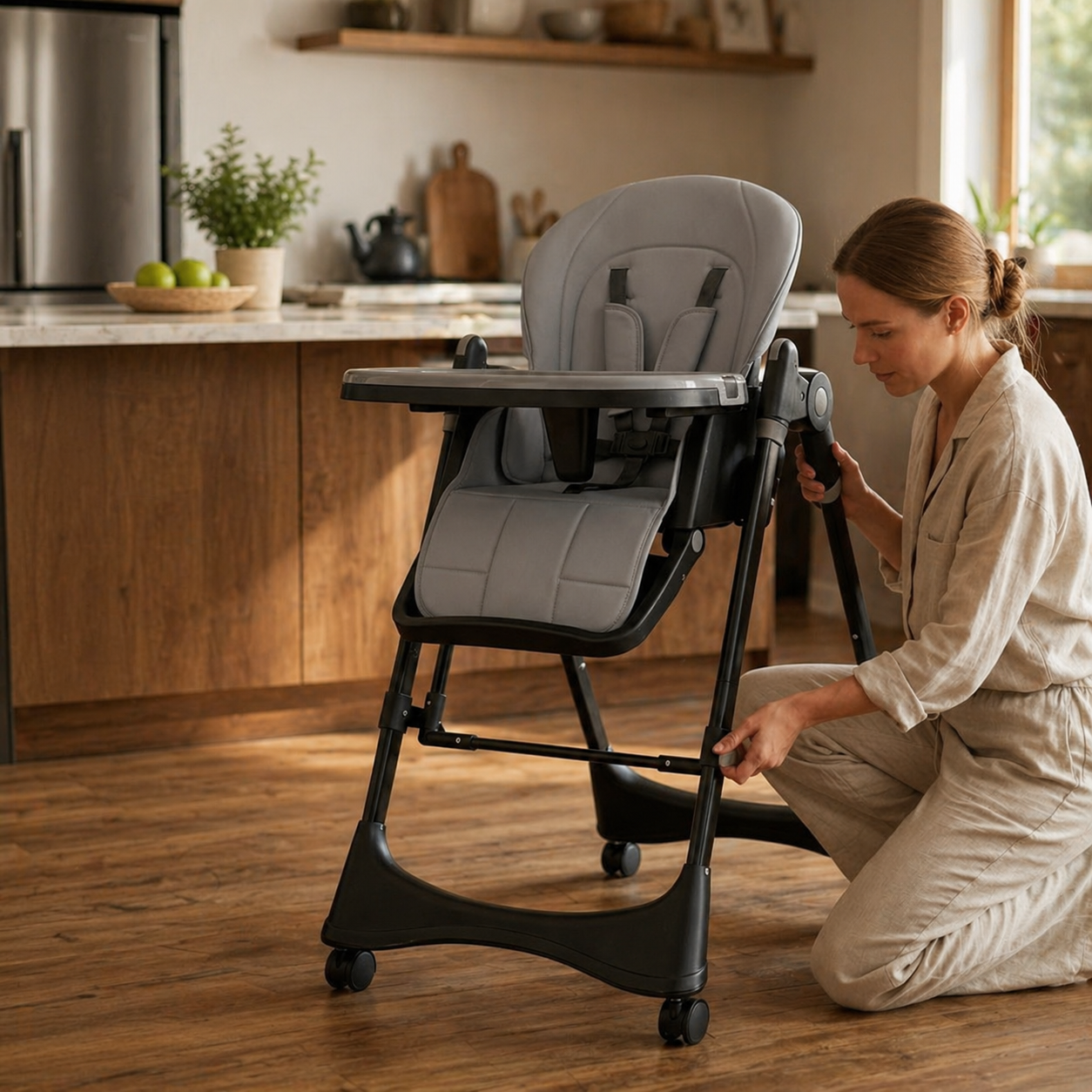 6 In 1 Foldable High Chair Adjustable Height And Tray