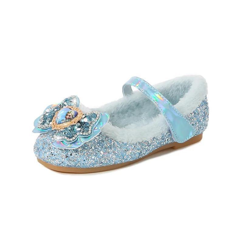 Winter Flats for Girls – Sparkling Bow Glitter Shoes with Warm Lining - Children Pajamas