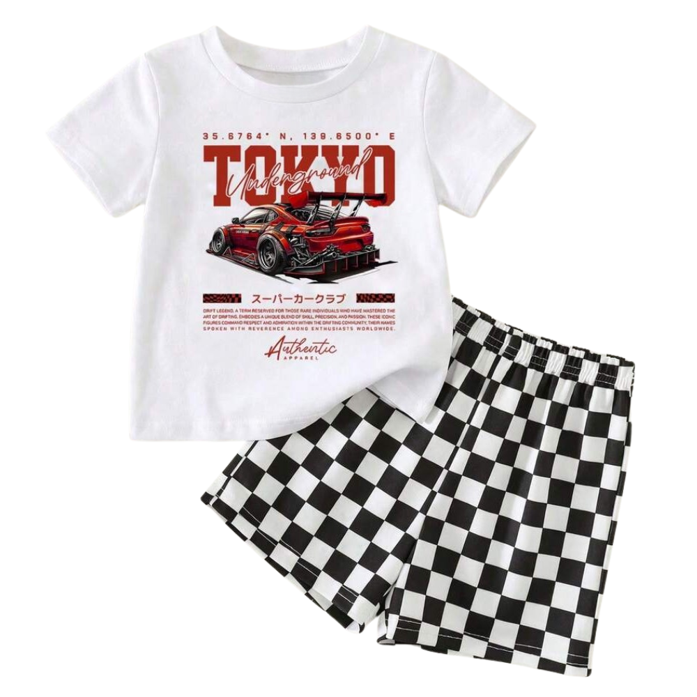 Two Piece Short Sleeve Slogan T Shirt And Camo Shorts Set For Babies