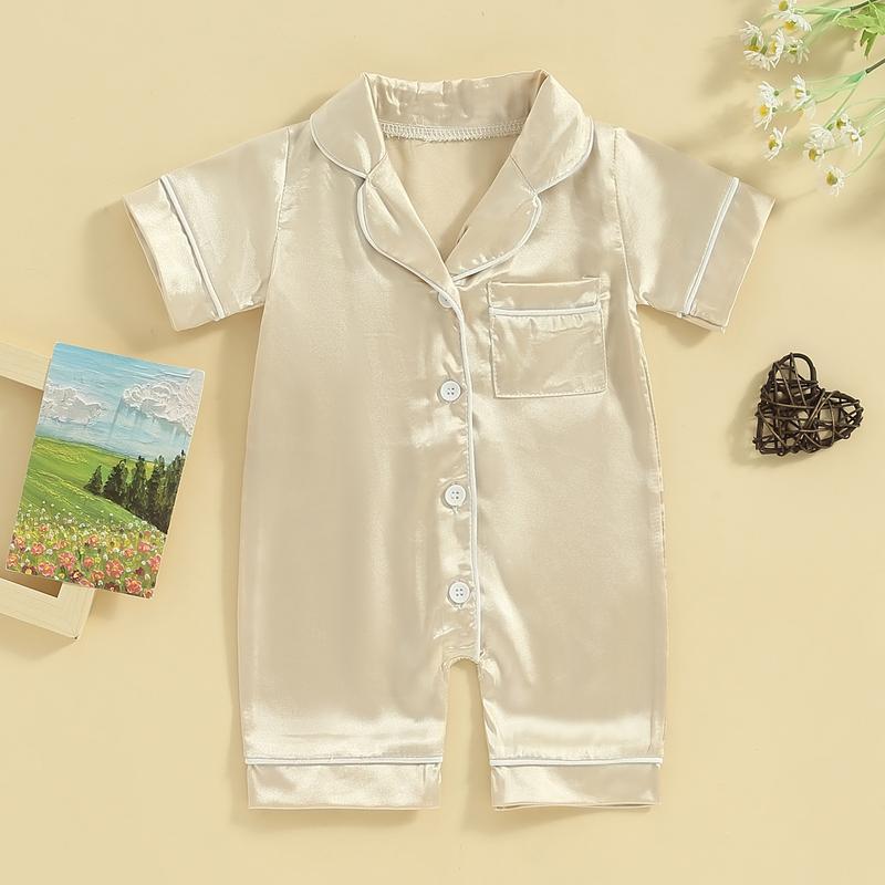 Baby Satin Button Up Pajama Romper