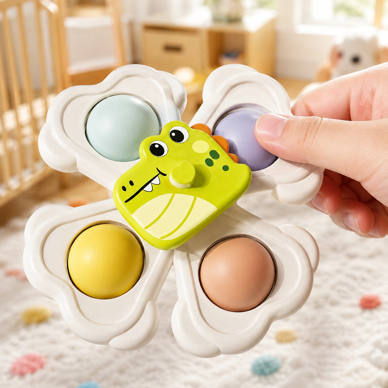 Pack Of 3 Suction Cup Rotating Sensory Toys For Babies And Toddlers