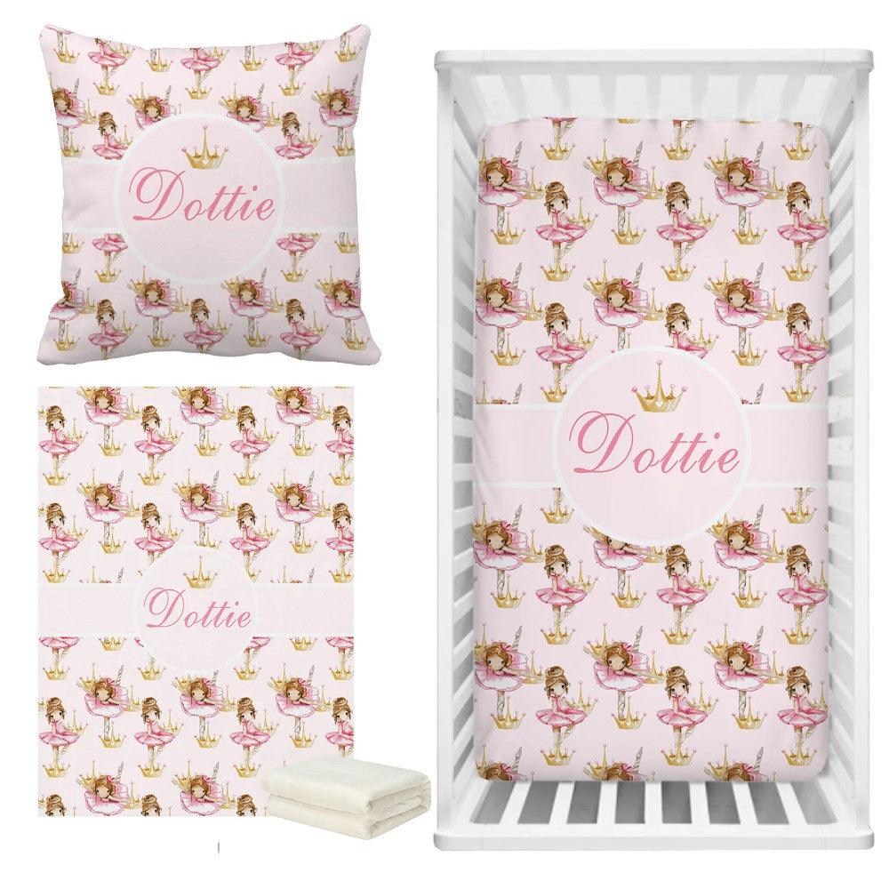 3 Pieces Ballerina Custom Crown Bedding Set For Baby Girl-Children Pajamas