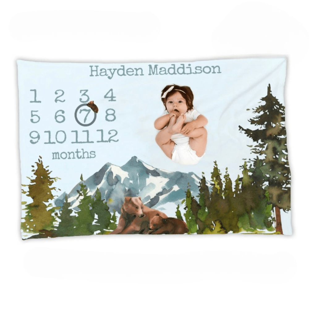 Teddy Milestone Photo Blanket for Monthly Baby Pictures-Children Pajamas