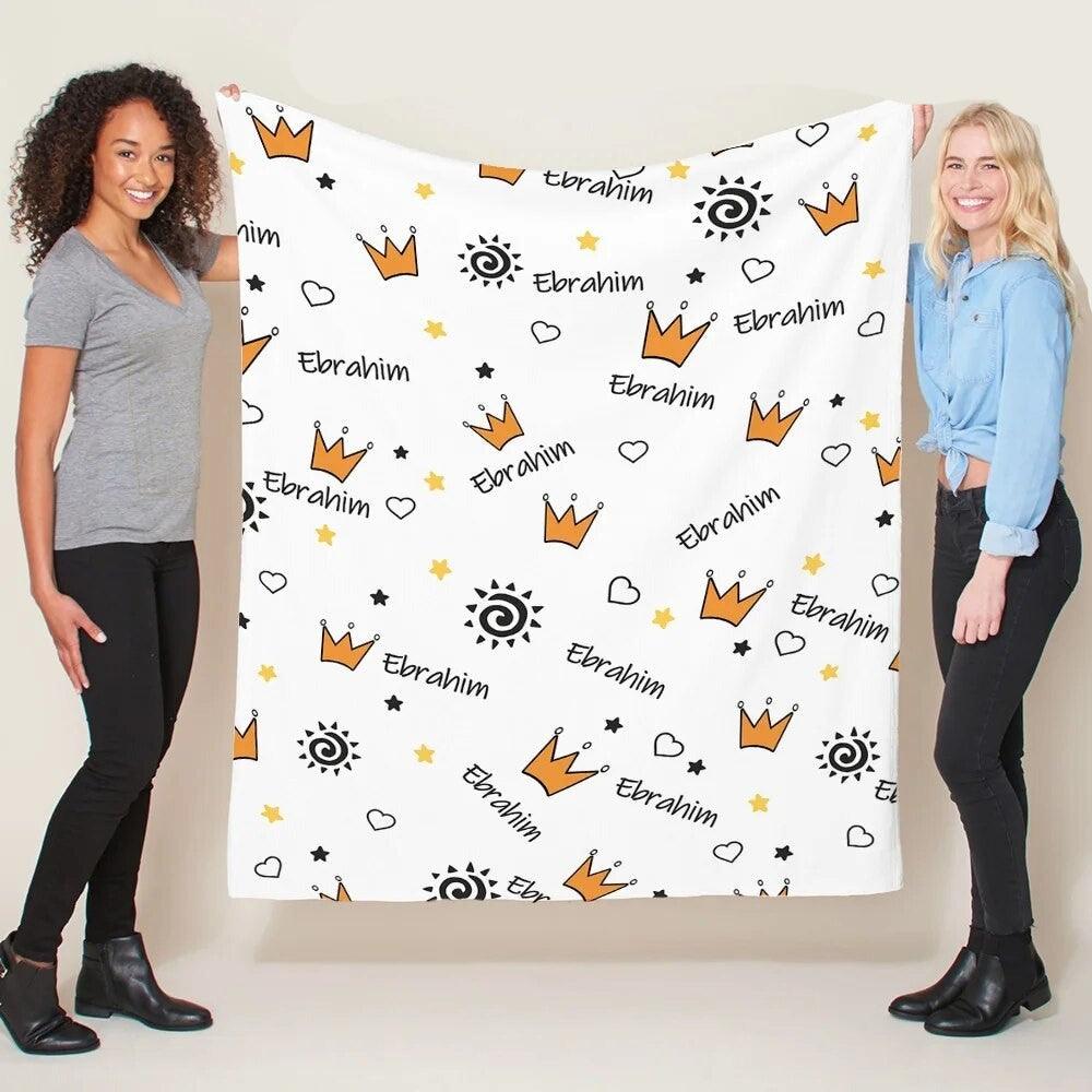 Custom Name Crown Blanket-Children Pajamas