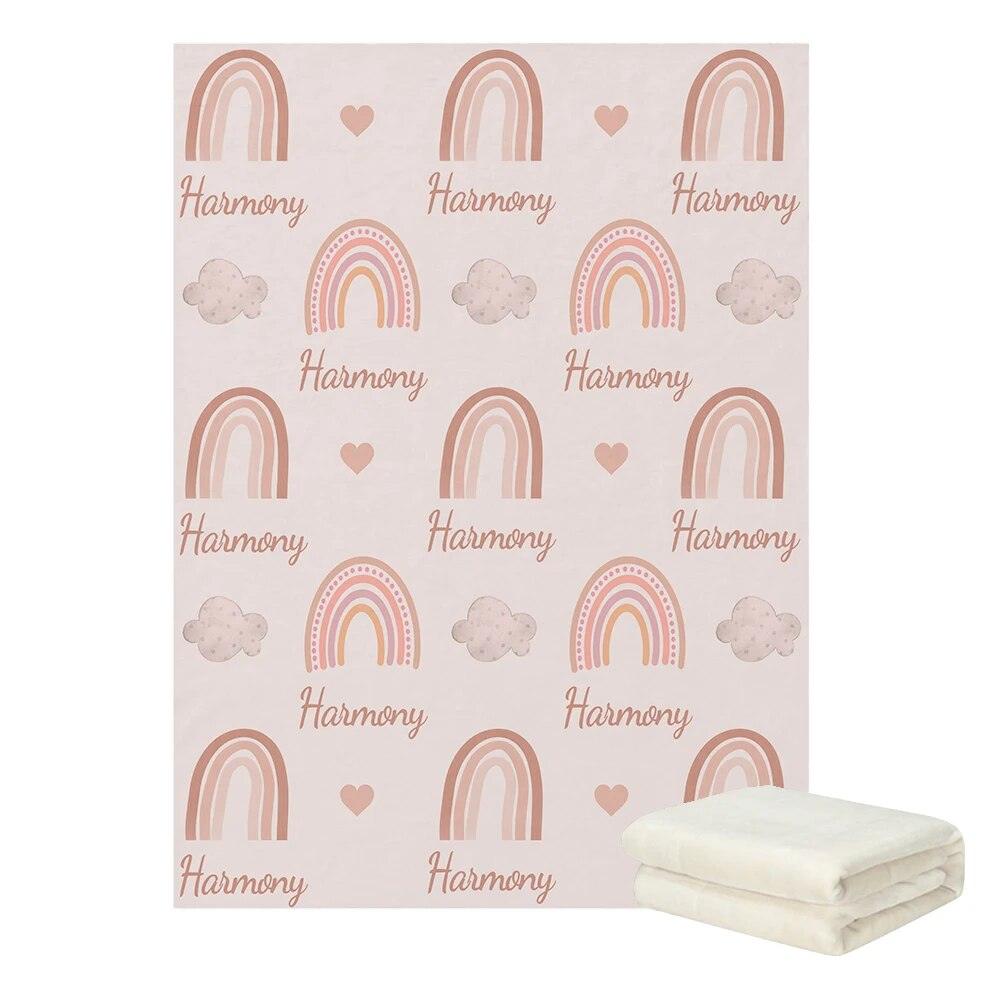 Personalized Name Boho Rainbow Blanket-Children Pajamas