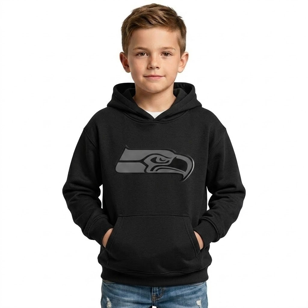 Seattle Seahawks Football Themed Quarter Zip Hoodie For Kids