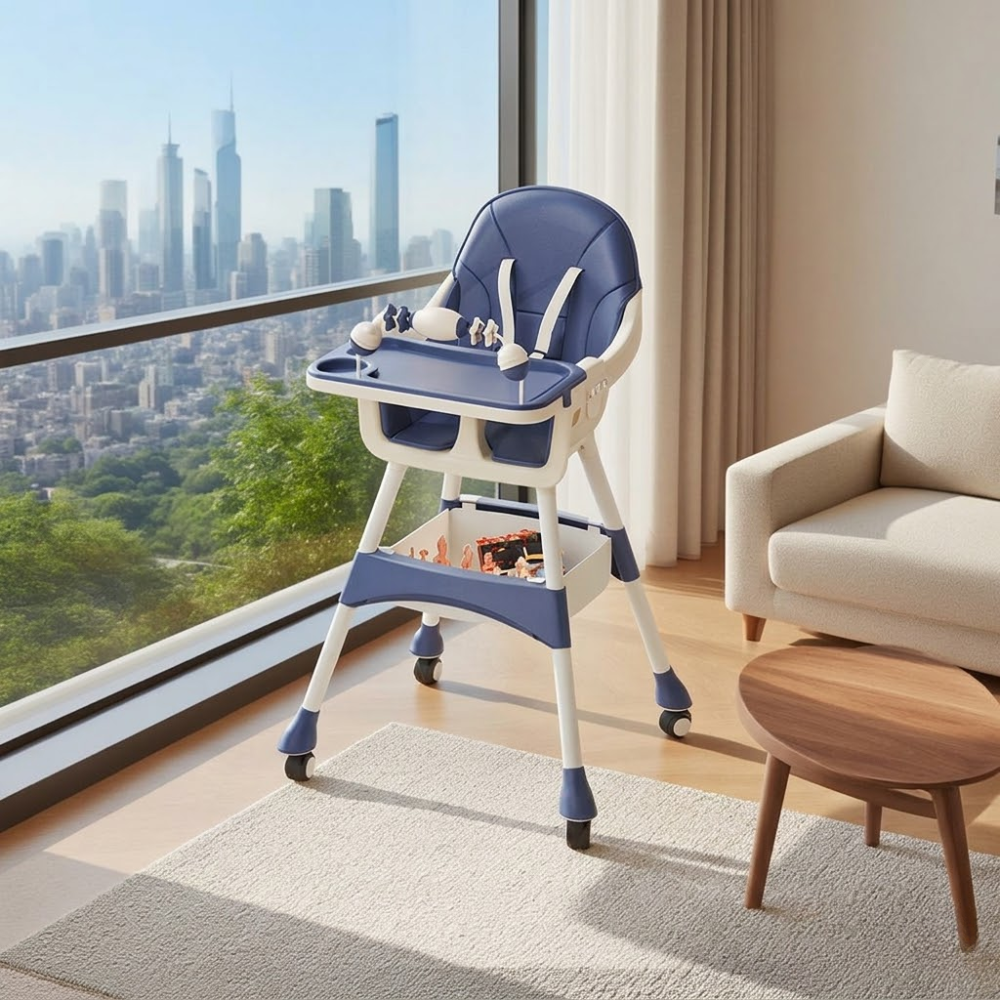 Portable Multi Functional High Chair Lock Wheels For Babies Toddlers