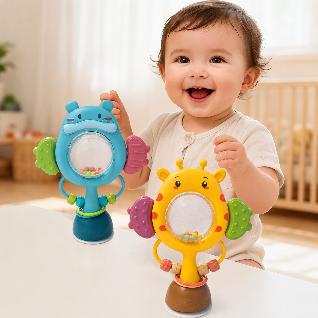 Baby Suction Cup Spinner Toy With Rotating Sensory Play