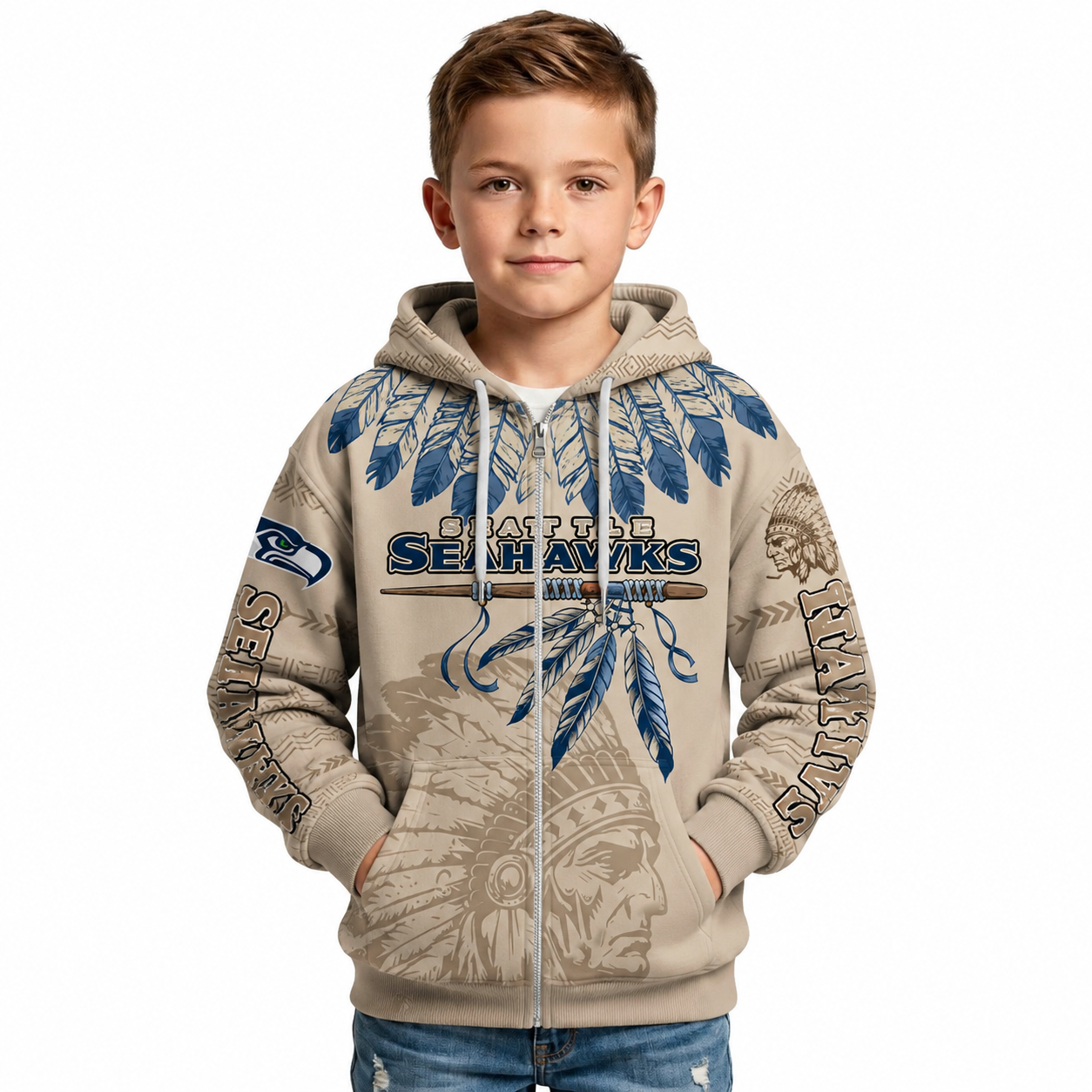 Personalized Seattle Seahawks Football Themed Hoodie For Kids