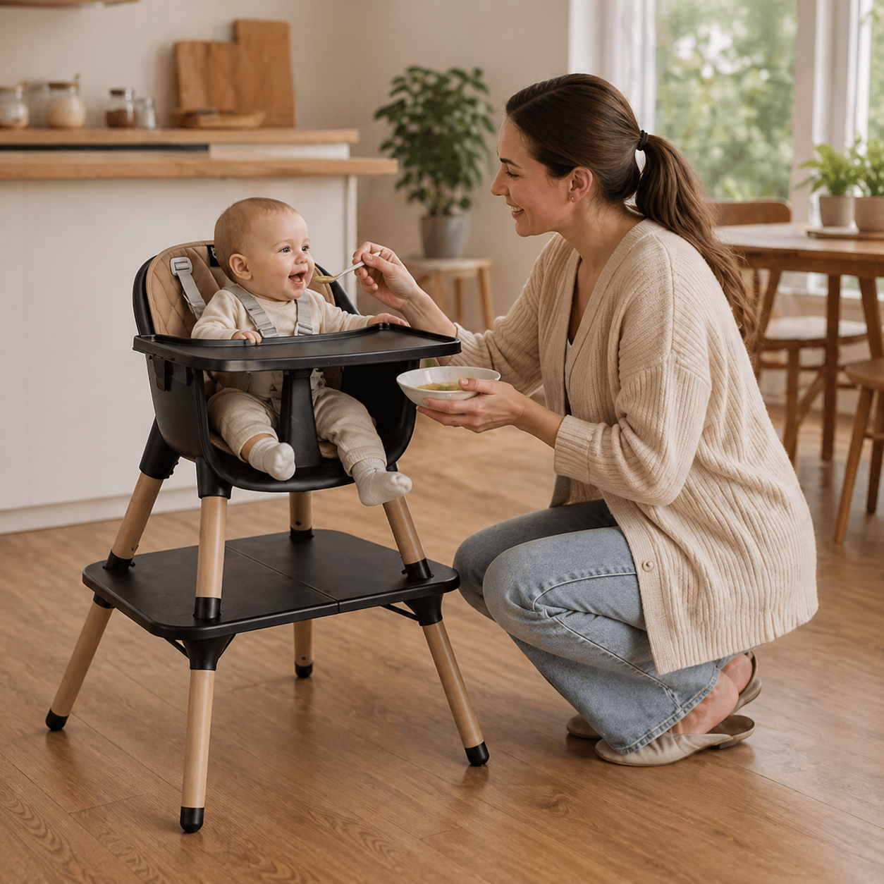 4 In 1 Convertible High Chair Set Pu For Kids