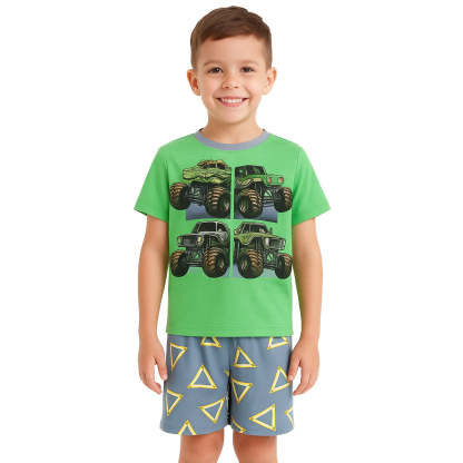 2 Piece Graphic Print Tee And Shorts Pajama Set
